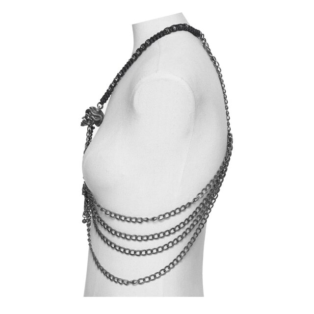 Punk Rave Kettenharness Das Letzte Ritual mit Totenköpfen XS-M