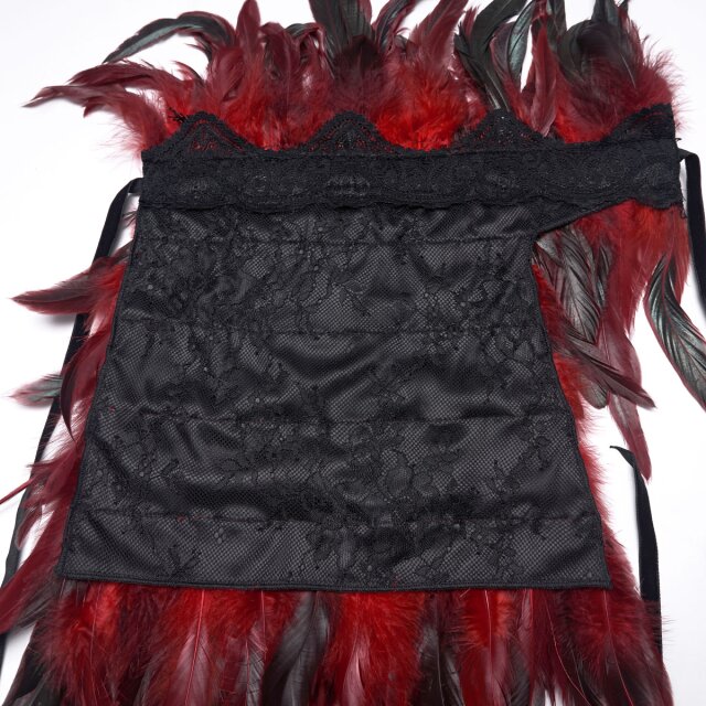 Punk Rave One-Sided Feather Collar Echo of the Crow in Black or Red-Black