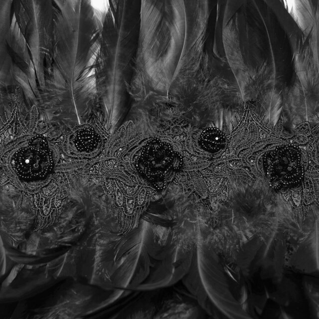 Punk Rave einseitiger Federkragen Echo of the Crow in schwarz oder rot-schwarz uni-schwarz
