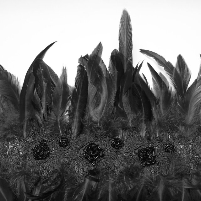 Punk Rave einseitiger Federkragen Echo of the Crow in schwarz oder rot-schwarz uni-schwarz
