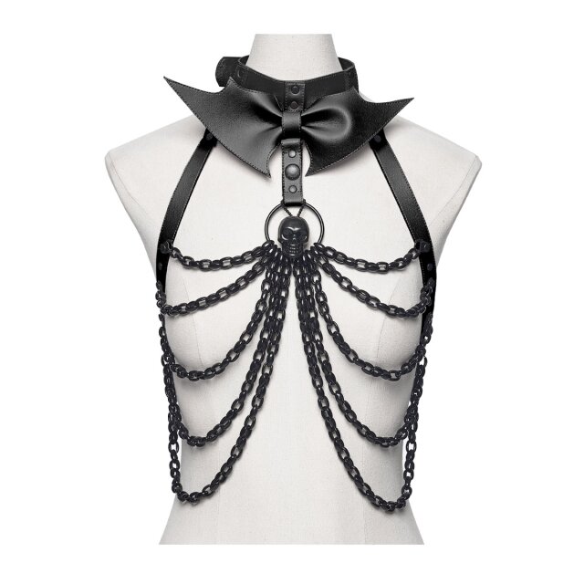 Punk Rave Kettenharness Bat Bow mit Fledermaus-Schleife