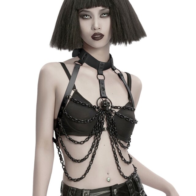 Punk Rave Kettenharness Bat Bow mit Fledermaus-Schleife XS-M