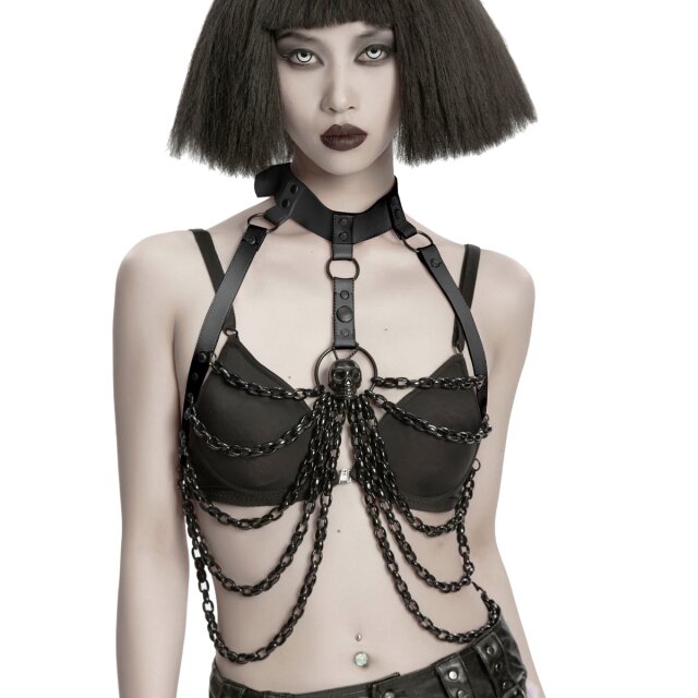 Punk Rave Kettenharness Bat Bow mit Fledermaus-Schleife XS-M