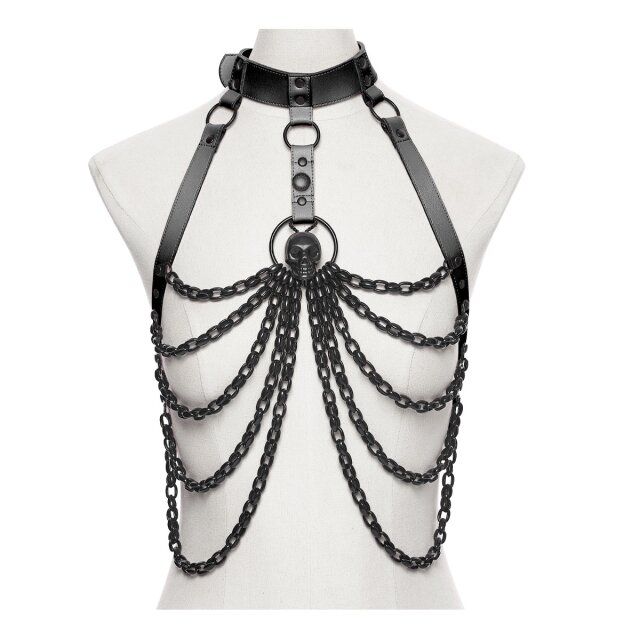 Punk Rave Kettenharness Bat Bow mit Fledermaus-Schleife XS-M