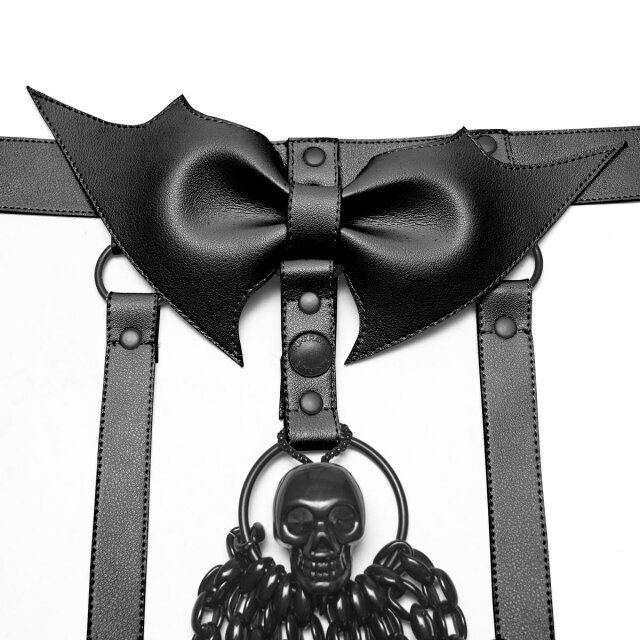Punk Rave Kettenharness Bat Bow mit Fledermaus-Schleife XS-M