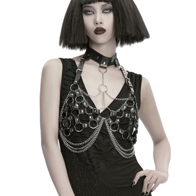 Punk Rave Harness Bra Freya’s Armor in Faux Leather