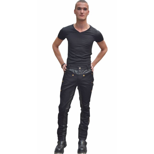 Gothic Herrenhose Colonel im Uniform-Look mit 2 Knopf-Farbvarianten - Größe: L - Knopffarbe: bronze