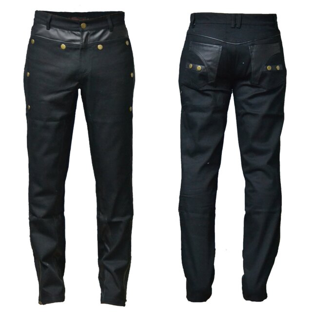 Gothic Herrenhose Colonel im Uniform-Look mit 2 Knopf-Farbvarianten - Größe: L - Knopffarbe: bronze