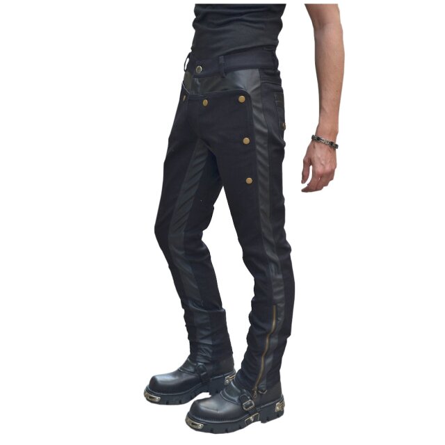 Gothic Herrenhose Colonel im Uniform-Look mit 2 Knopf-Farbvarianten - Größe: L - Knopffarbe: bronze