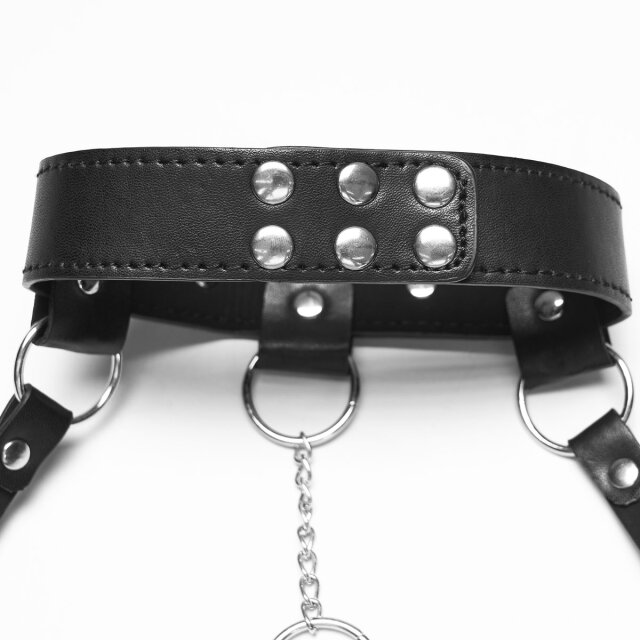 Punk Rave Harness-BH Freya’s Armor aus Kunstleder L-XXL