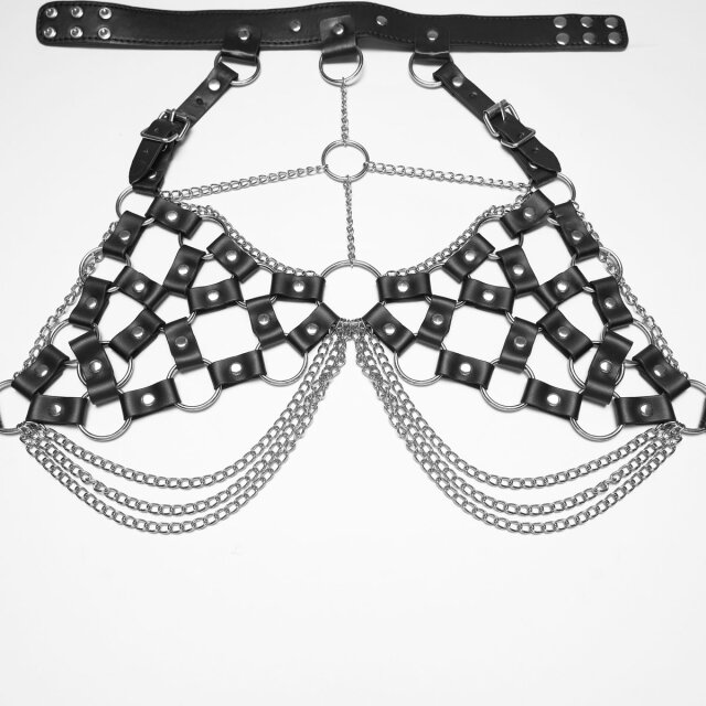 Punk Rave Harness-BH Freya’s Armor aus Kunstleder L-XXL