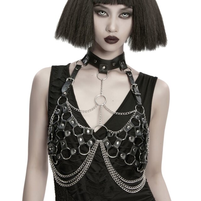 Punk Rave Harness-BH Freya’s Armor aus Kunstleder L-XXL