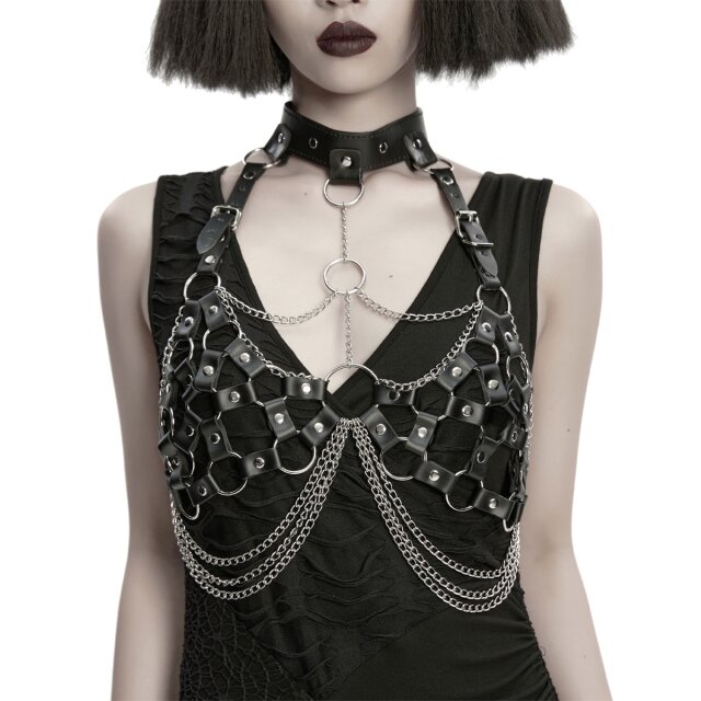 Punk Rave Harness-BH Freya’s Armor aus Kunstleder L-XXL