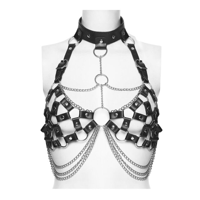 Punk Rave Harness-BH Freya’s Armor aus Kunstleder L-XXL