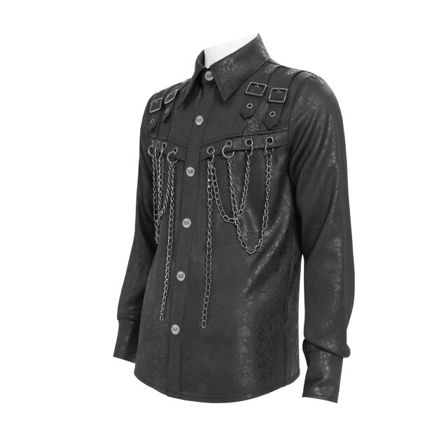 Punkiges Langarm-Hemd Black Ties Burn mit Ketten 3XL