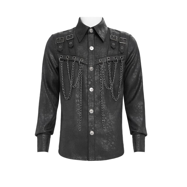 Punkiges Langarm-Hemd Black Ties Burn mit Ketten 3XL