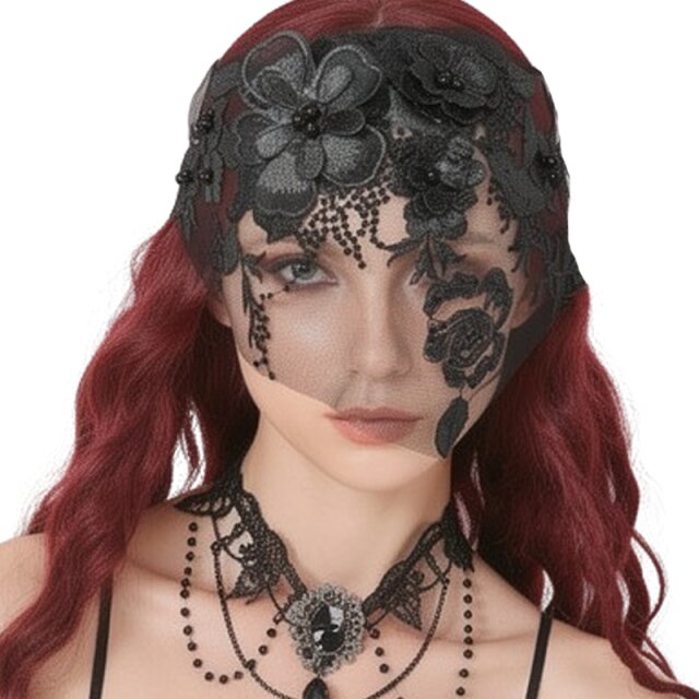 Mondin Flower Mask – Black Blossom Veil