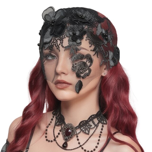Mondin Flower Mask – Black Blossom Veil