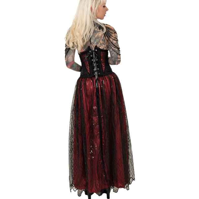 Knöchellanger Rock der O "Tears of O" 4XL (3XL-4XL)-rot-schwarz