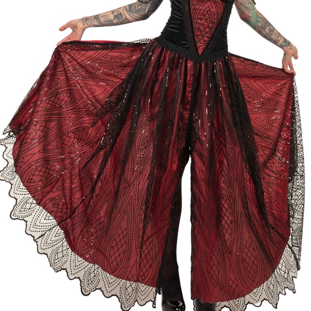 Knöchellanger Rock der O "Tears of O" 4XL (3XL-4XL)-rot-schwarz