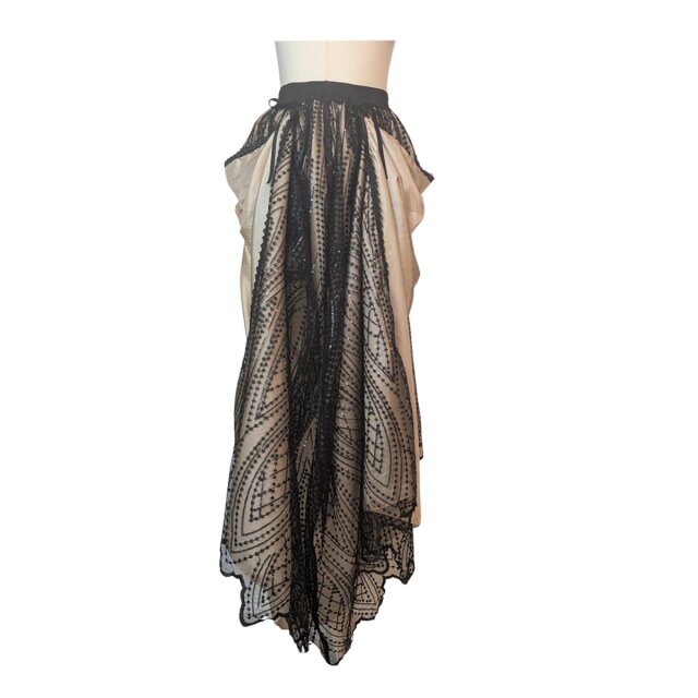 Ankle-length O skirt ‘Tears of O’ -ivory-black