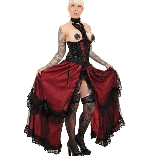 Knöchelanger Rock der O "Château Roissy" in schwarz oder rot-schwarz 4XL (3XL-4XL) rot-schwarz