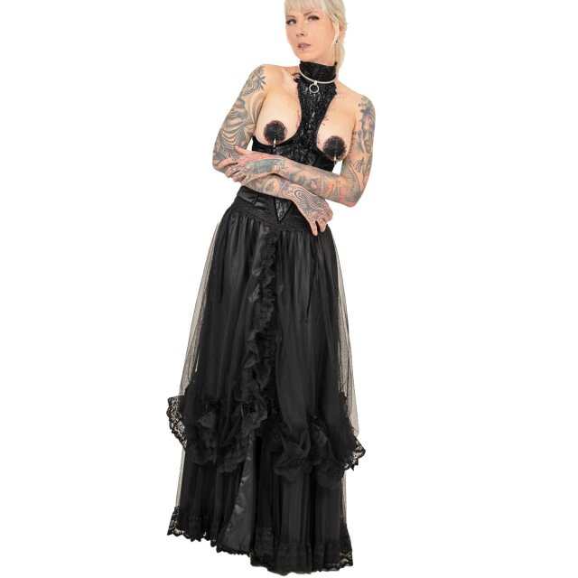 Ankle-length O skirt ‘Château Roissy’ in black or red and black  plain black