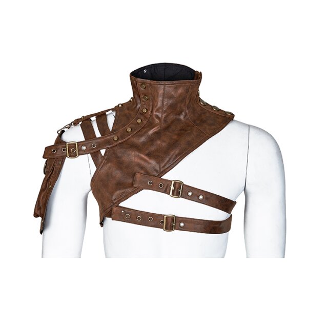 Gothic / LARP / Middle Ages collar Falcon with upper arm pocket - colour: brown