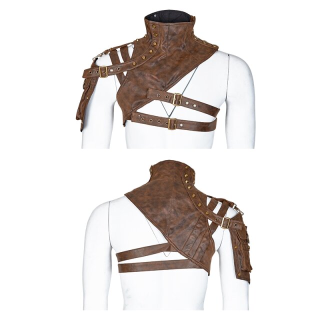 Gothic / LARP / Middle Ages collar Falcon with upper arm pocket - colour: brown