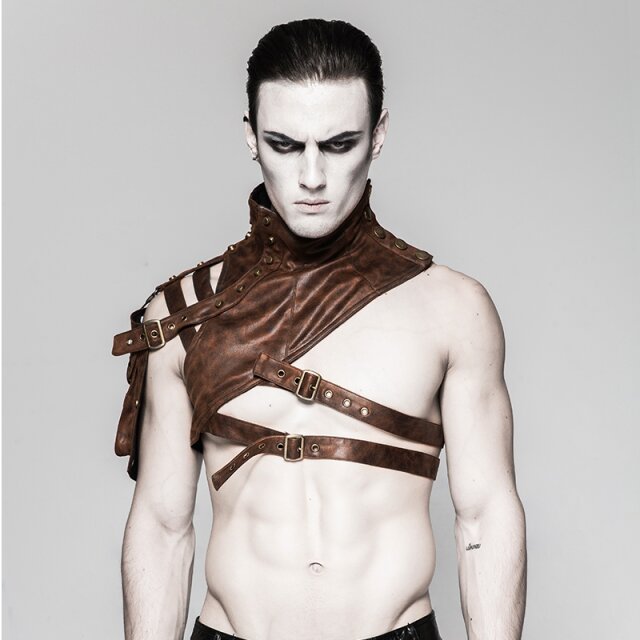 Gothic / LARP / Middle Ages collar Falcon with upper arm pocket - colour: brown