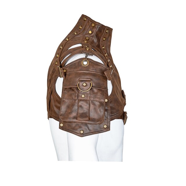 Gothic / LARP / Middle Ages collar Falcon with upper arm pocket - colour: brown