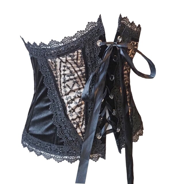 Corset ‘Tears of O’ with velvet and sequins