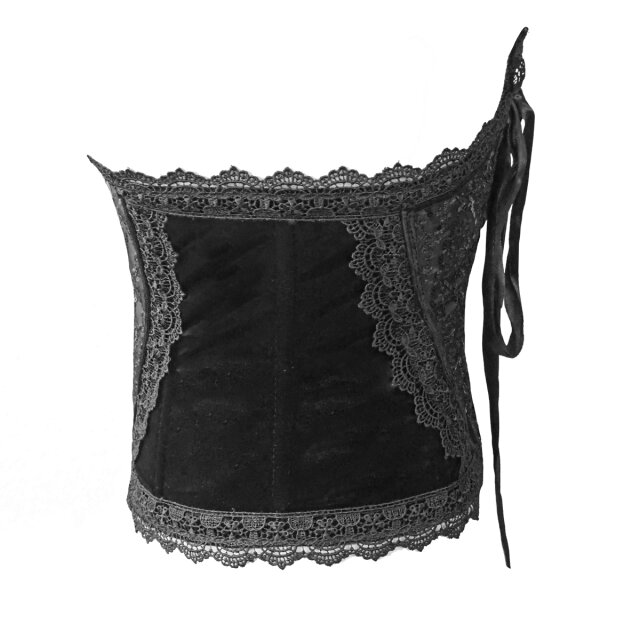 Corset ‘Tears of O’ with velvet and sequins plain black