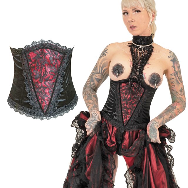 Corset ‘Château Roissy’ in black or red and black