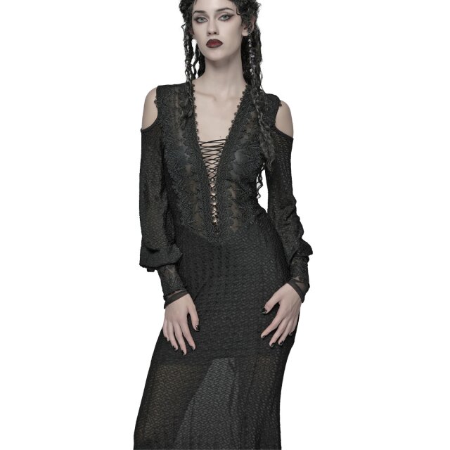 Langes Punk Rave Kleid Where Moonlight Fades XS-S
