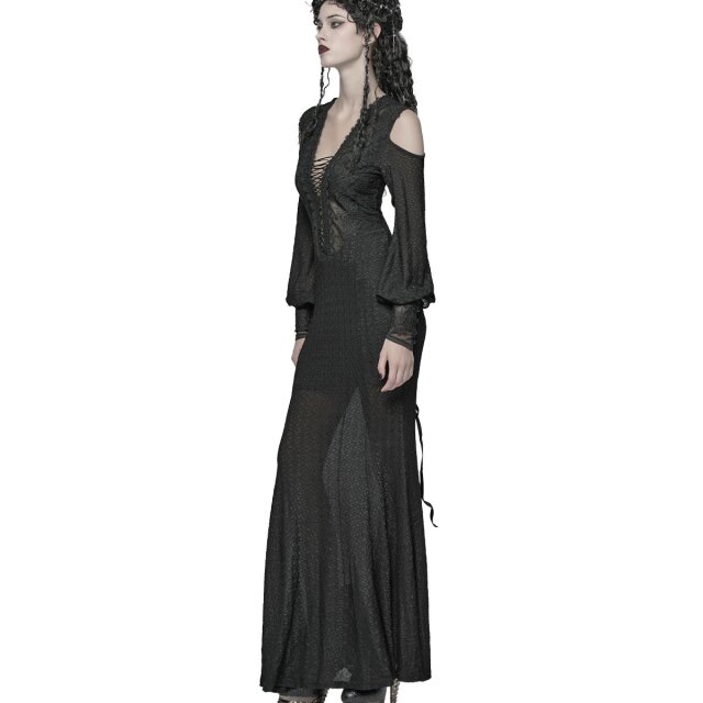 Langes Punk Rave Kleid Where Moonlight Fades XS-S
