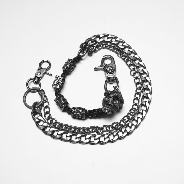 Punk Rave Geldbeutel-Kette Death Row Chain mit Totenköpfen