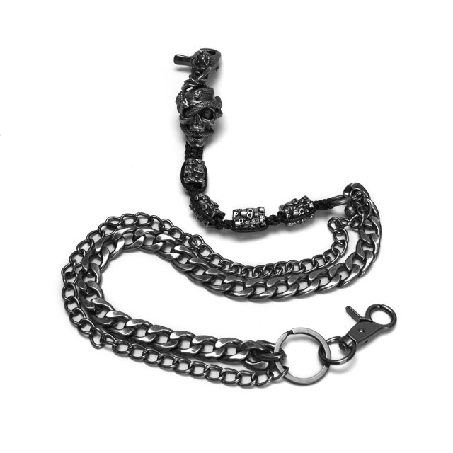 Punk Rave Geldbeutel-Kette Death Row Chain mit Totenköpfen