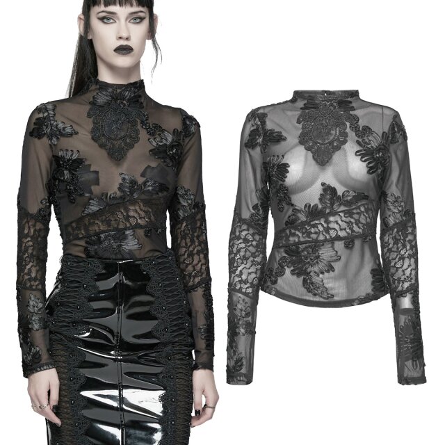 Transparentes Mesh-Shirt WT-1032BK) mit...
