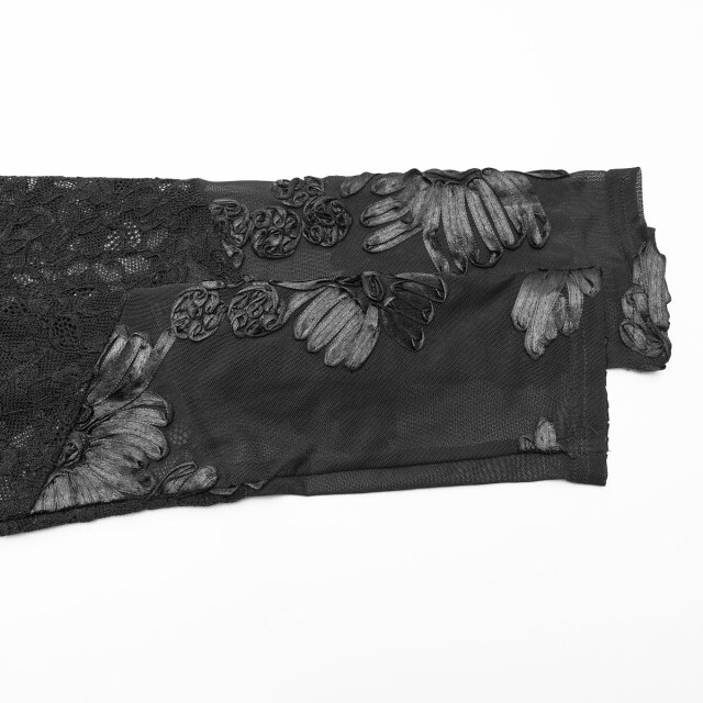Punk Rave Langarm Mesh Shirt Broken Bloom mit Spitze