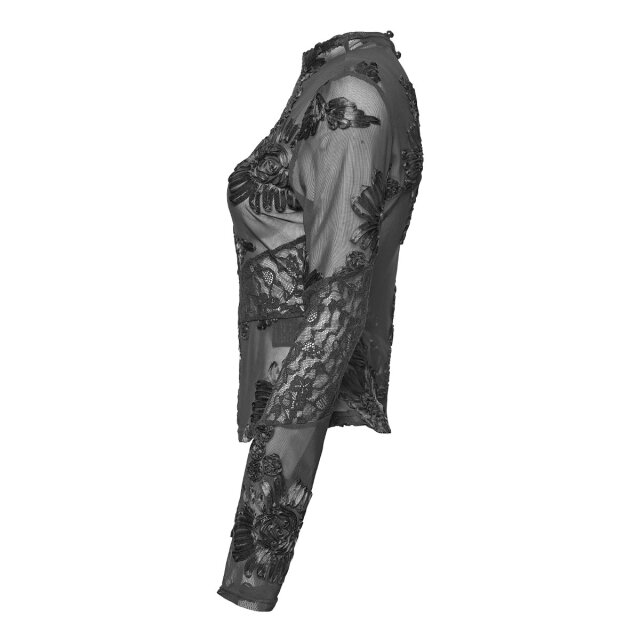 Punk Rave Langarm Mesh Shirt Broken Bloom mit Spitze