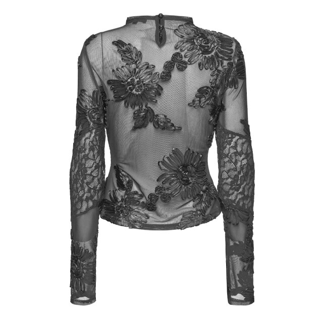 Punk Rave Langarm Mesh Shirt Broken Bloom mit Spitze XL-XXL