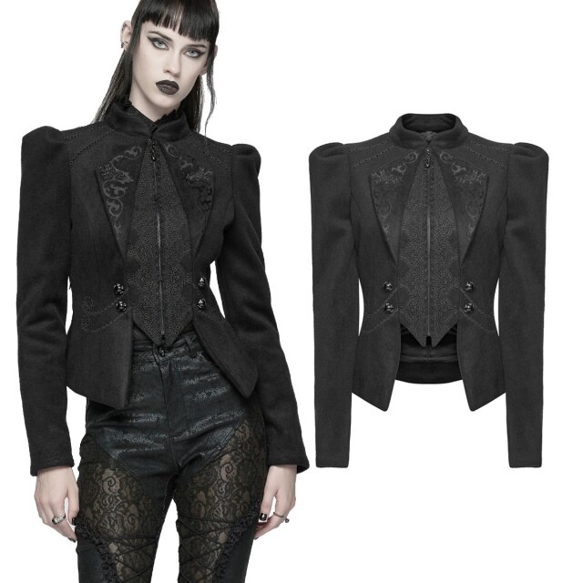 Schwarze Gothic-Kurzjacke (WY-1841BK) in edler...