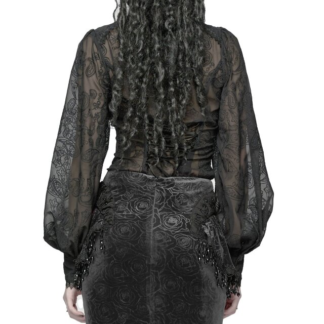Semi-transparente Punk Rave Gothic-Bluse Midnight Memory 4XL