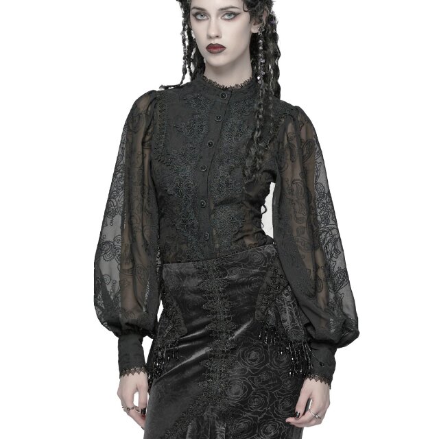 Semi-transparente Punk Rave Gothic-Bluse Midnight Memory L