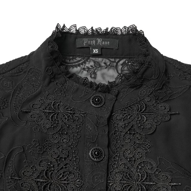 Semi-transparente Punk Rave Gothic-Bluse Midnight Memory L