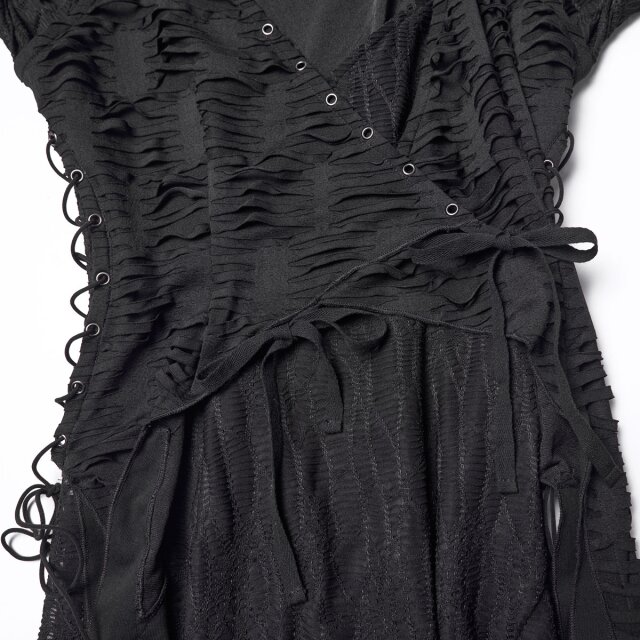 Punk Rave Postapokalypse Maxi-Kleid Ragstorm Siren mit Neckholder M-L