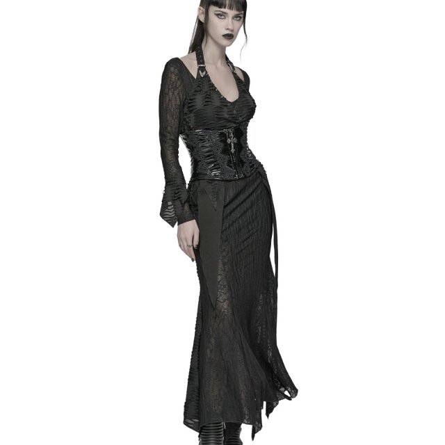 Punk Rave Post-Apocalypse Maxi Dress Ragstorm Siren with Halterneck