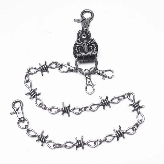 Punk Rave Barbed-Wire Wallet / Key Chain Steel Spider Chain