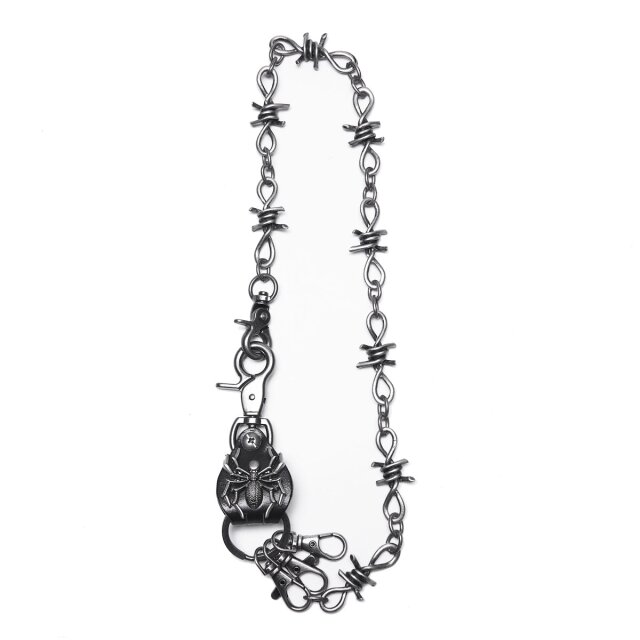 Punk Rave Stacheldraht Geldbeutel-/Schlüsselkette Steel Spider Chain